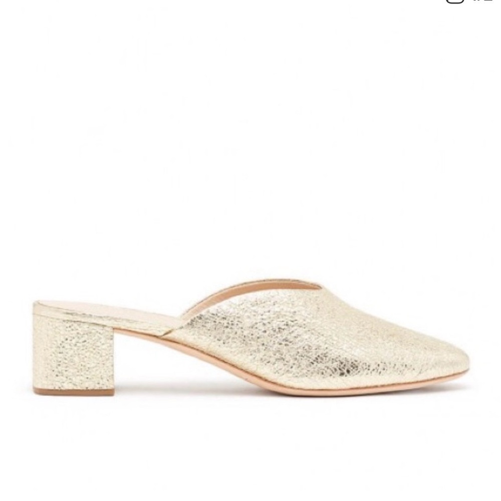 EUC Loeffler Randall Lulu Mule in gold SIZE 6
